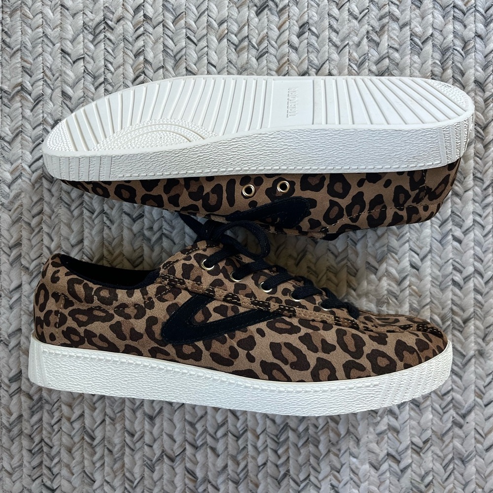 Tretorn Suede Leopard Print Tennis Shoes